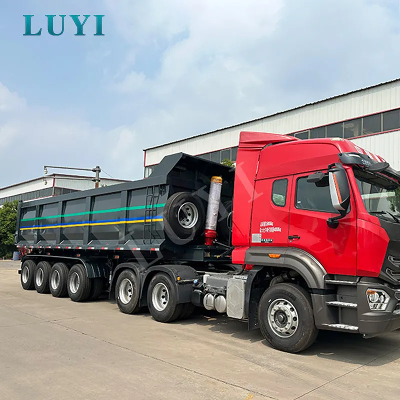 Semiremorcă hidraulică cu descărcare spate tip U, cu 4-axii, 100-tone,